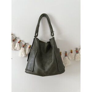 Malibu Skye Vegan Leather Green Boho Slouchy Shoulder Bag Medium Boho Fall